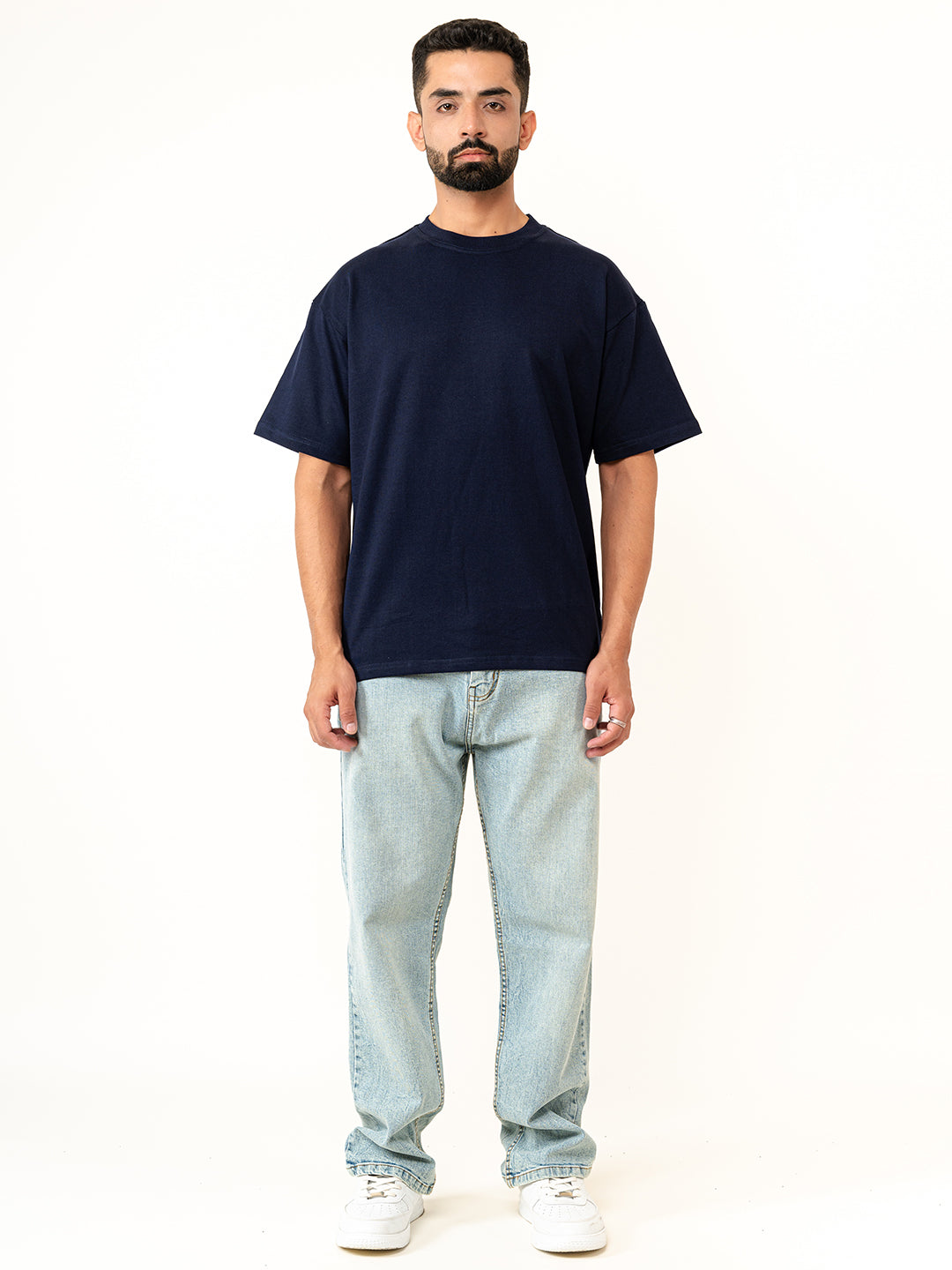 Navy Blue French Terry Oversized T-shirt