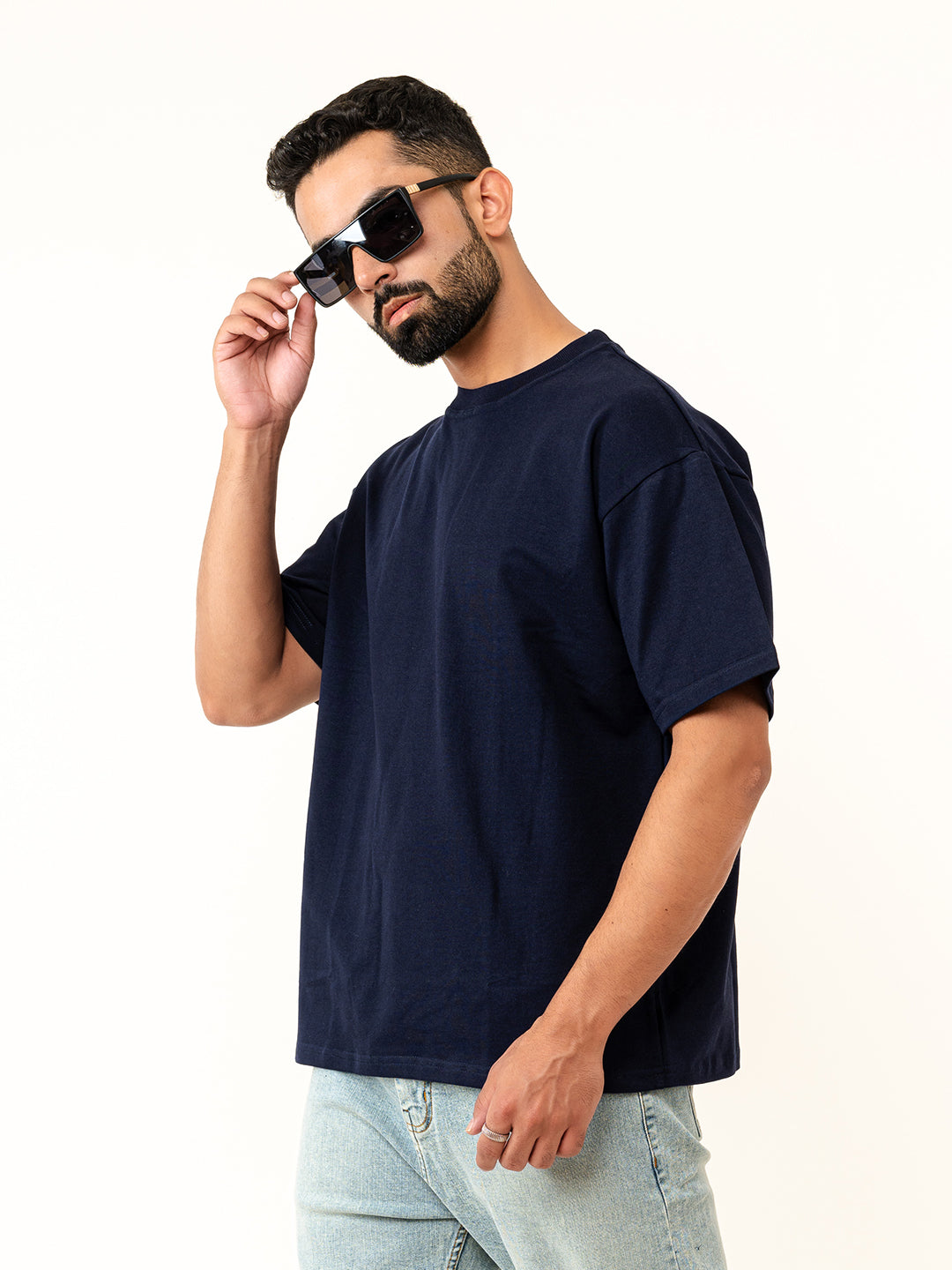 Navy Blue French Terry Oversized T-shirt