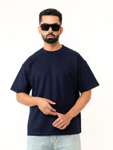 Navy Blue French Terry Oversized T-shirt