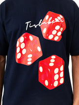 Navy Blue 3 Dice Puff Print Oversized T-shirt