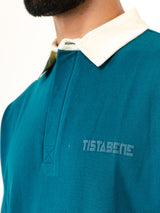 Teal Blue Cotton Oversized Polo T-shirt