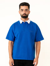 Cobalt Blue Cotton Oversized Polo T-shirt