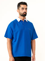 Cobalt Blue Cotton Oversized Polo T-shirt