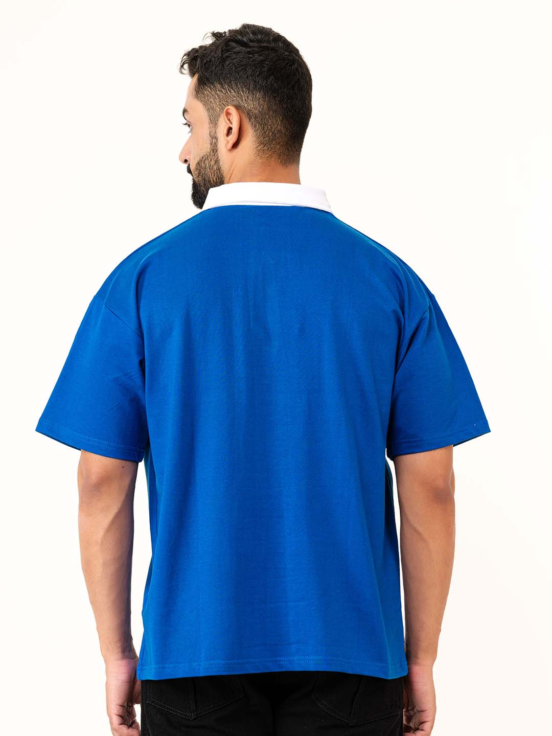 Cobalt Blue Cotton Oversized Polo T-shirt