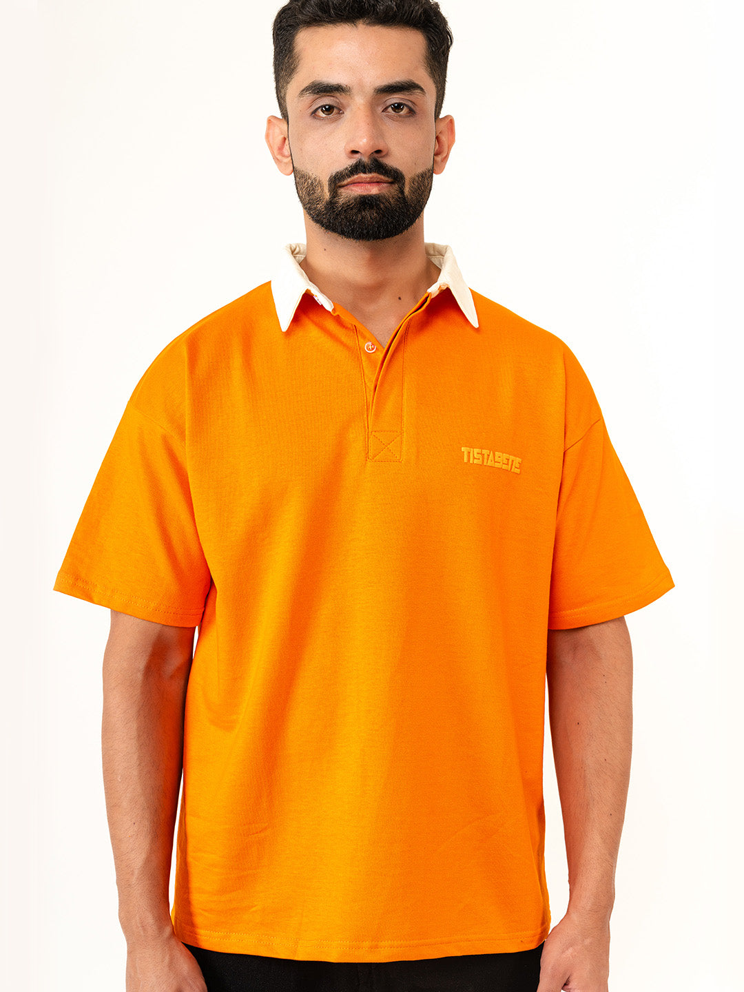 Orange Cotton Oversized Polo T-shirt