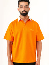 Orange Cotton Oversized Polo T-shirt