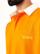 Orange Cotton Oversized Polo T-shirt