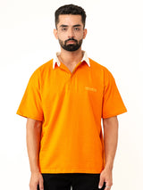 Orange Cotton Oversized Polo T-shirt