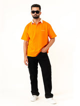 Orange Cotton Oversized Polo T-shirt