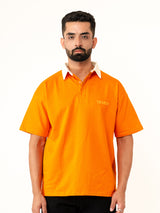 Orange Cotton Oversized Polo T-shirt