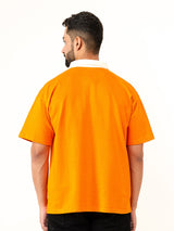 Orange Cotton Oversized Polo T-shirt