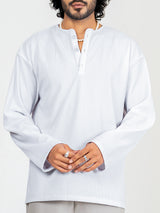 White Cord Henley T-Shirt