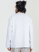 White Cord Henley T-Shirt