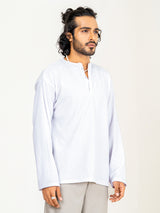 White Cord Henley T-Shirt