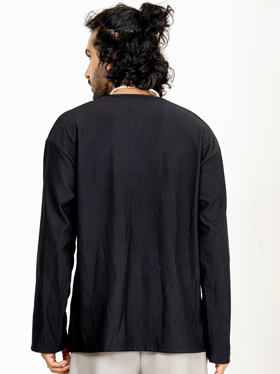 Black Cord Henley T-Shirt