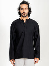 Black Cord Henley T-Shirt