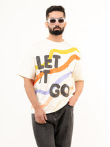 Off White Let It Go Printed Half Sleeves Oversized T-shirt