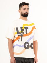 Off White Let It Go Printed Half Sleeves Oversized T-shirt