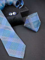 Multicolor Checkered Micro Silk Necktie With Pocket Square & Cufflinks - Tistabene