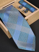 Multicolor Checkered Micro Silk Necktie With Pocket Square & Cufflinks - Tistabene