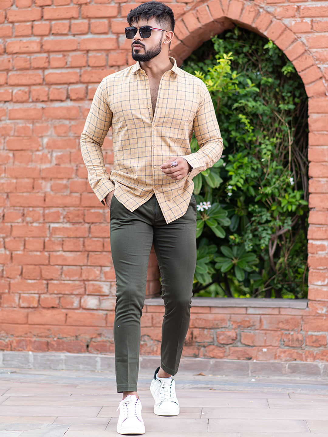 Olive Green Fusion Fit Mens Cotton Trouser