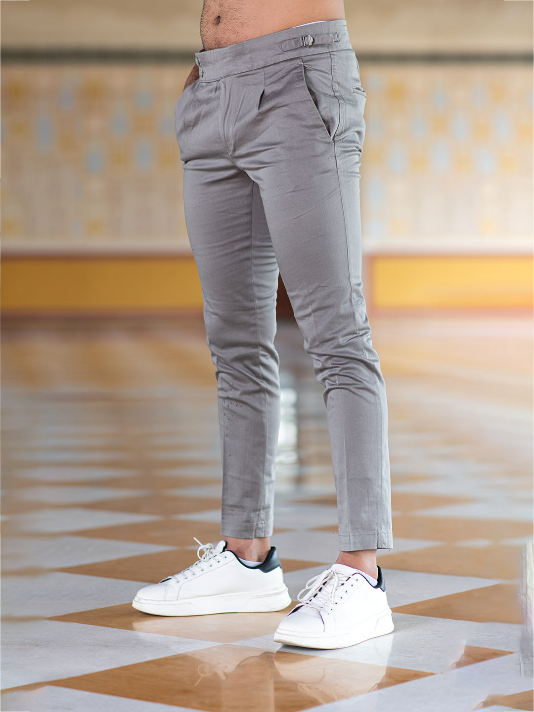 Grey Fusion Fit Mens Cotton Trouser