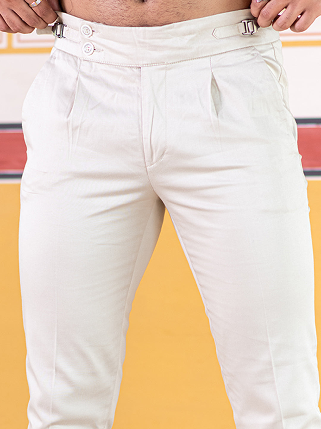 Women Cotton Solid Pants Buy Online at Soch - Off White Solid Cotton Pant  with 8 buttons on bottom