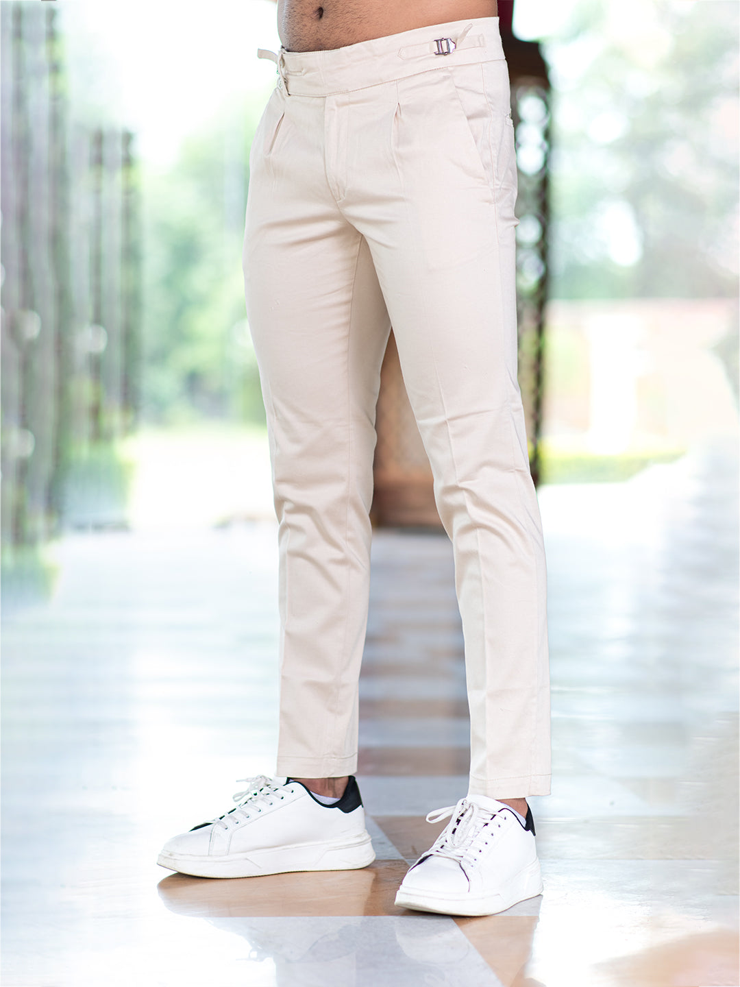 Cream Fusion Fit Mens Cotton Trouser