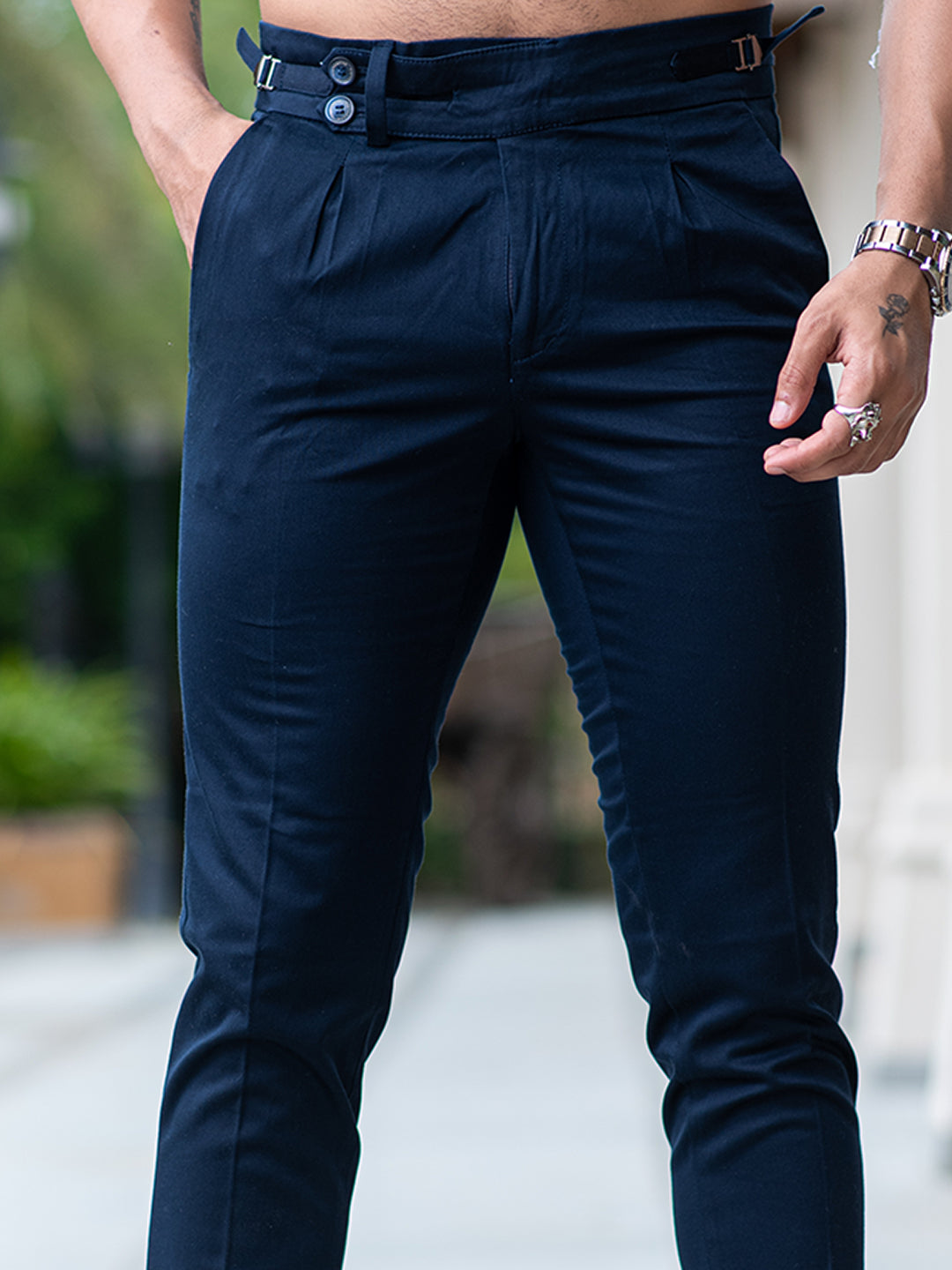 Navy Blue Fusion Fit Mens Cotton Trouser