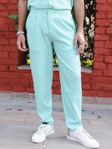 Mint Green Popcorn Textured Straight Fit Pant