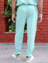 Mint Green Popcorn Textured Straight Fit Pant