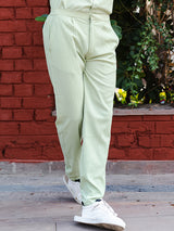 Light Green Popcorn Textured Straight Fit Pant