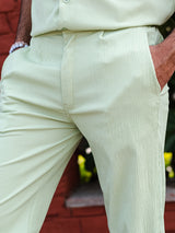 Light Green Popcorn Textured Straight Fit Pant