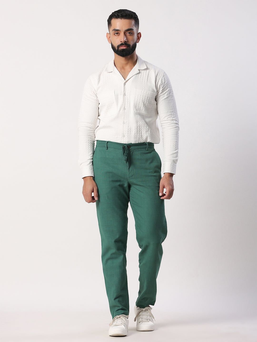 Green Linen Comfort-fit Pant