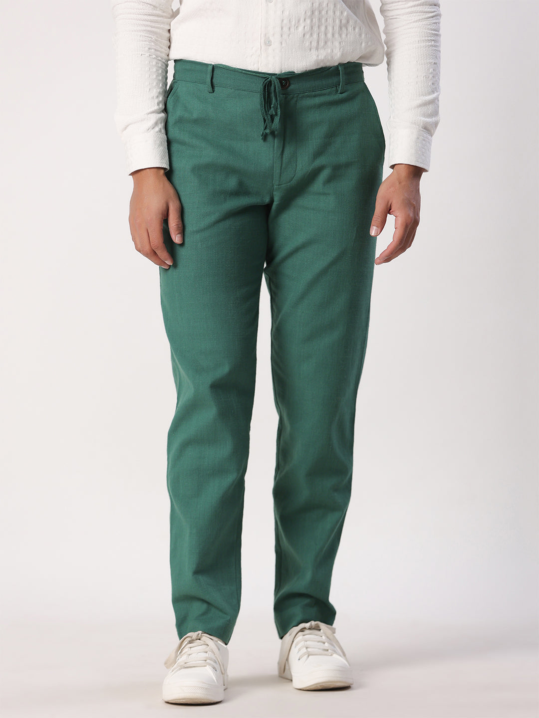 Green Linen Comfort-fit Pant