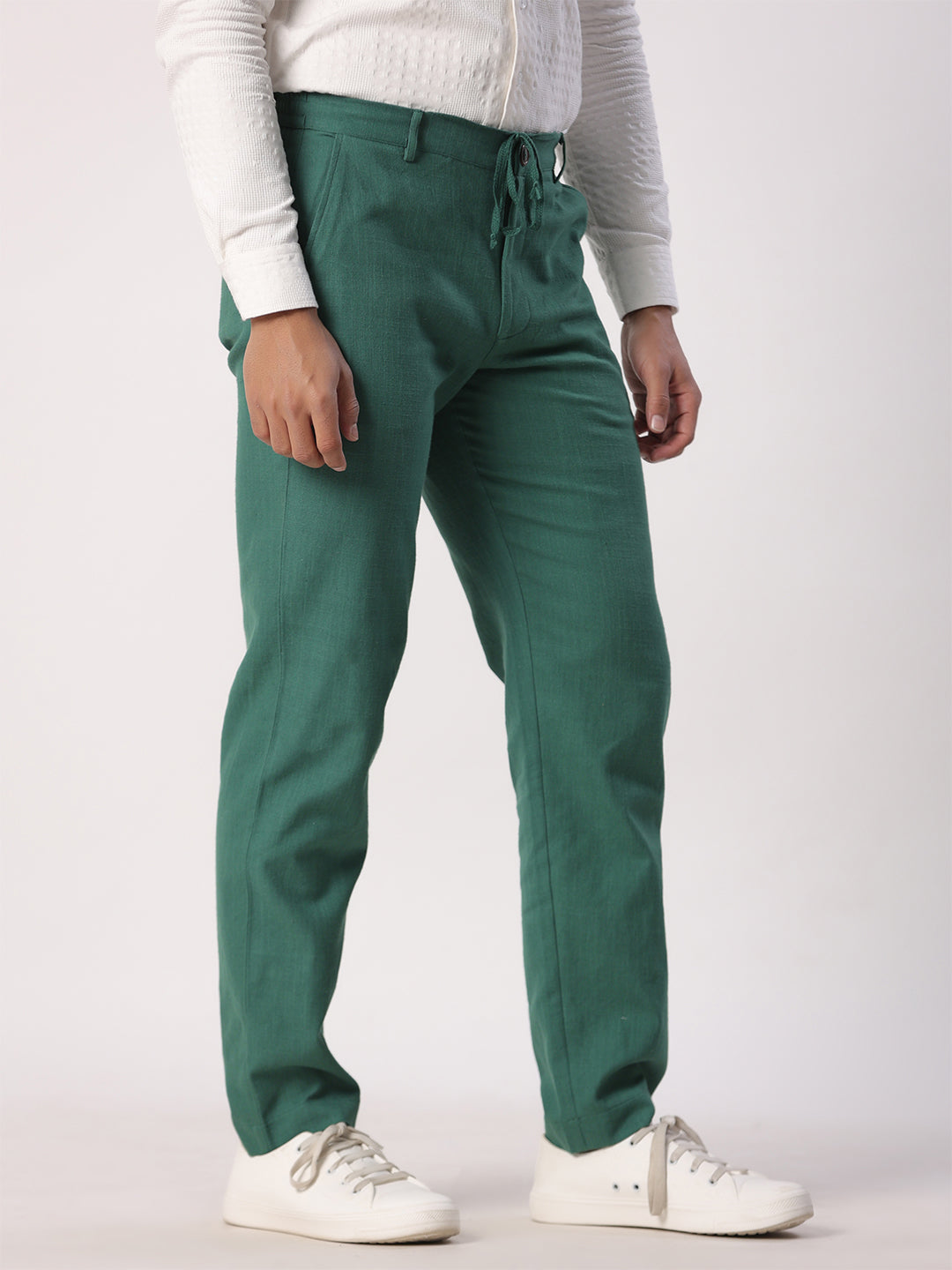 Green Linen Comfort-fit Pant