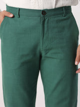 Green Linen Comfort-fit Pant