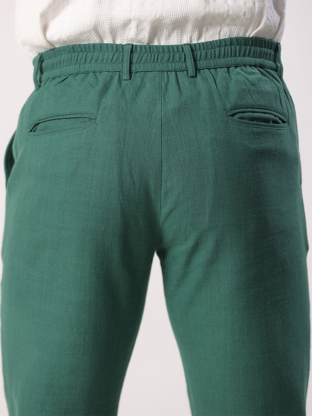 Green Linen Comfort-fit Pant