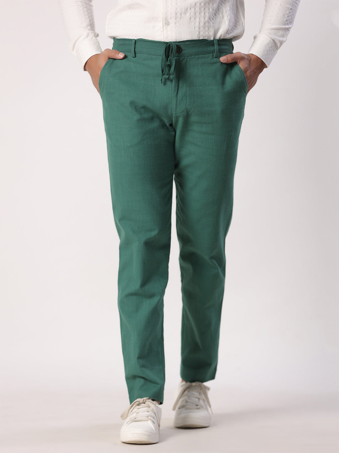 Green Linen Comfort-fit Pant