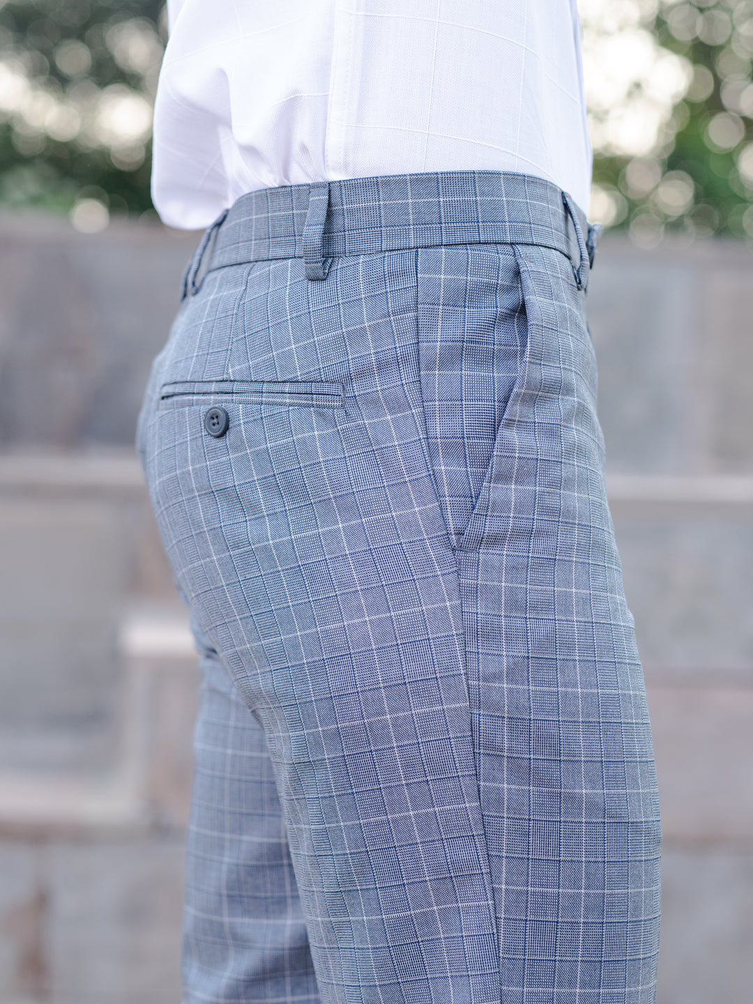 Blue Checks Comfort Fit Cotton Men's Pant