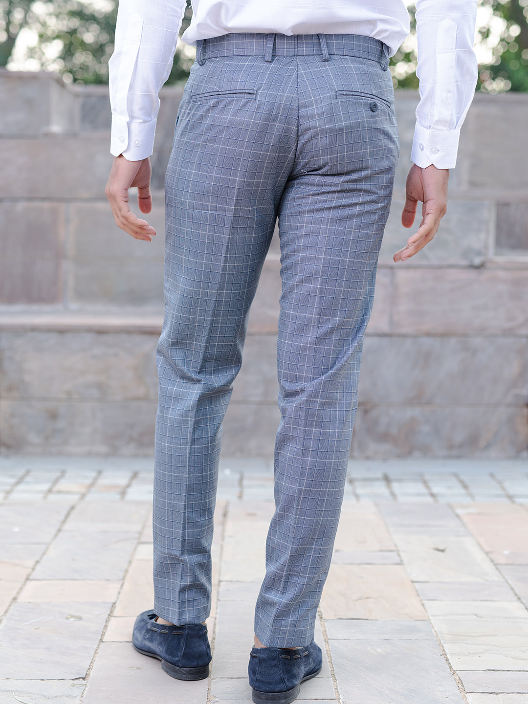 Blue Checks Comfort Fit Cotton Men's Pant