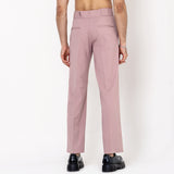 Two Buttons Double Pleated Salmon Pink Korean Pant