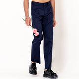 Double Pleated Dark Blue Korean Pant