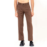 Two Buttons Double Pleated Brown Korean Pant