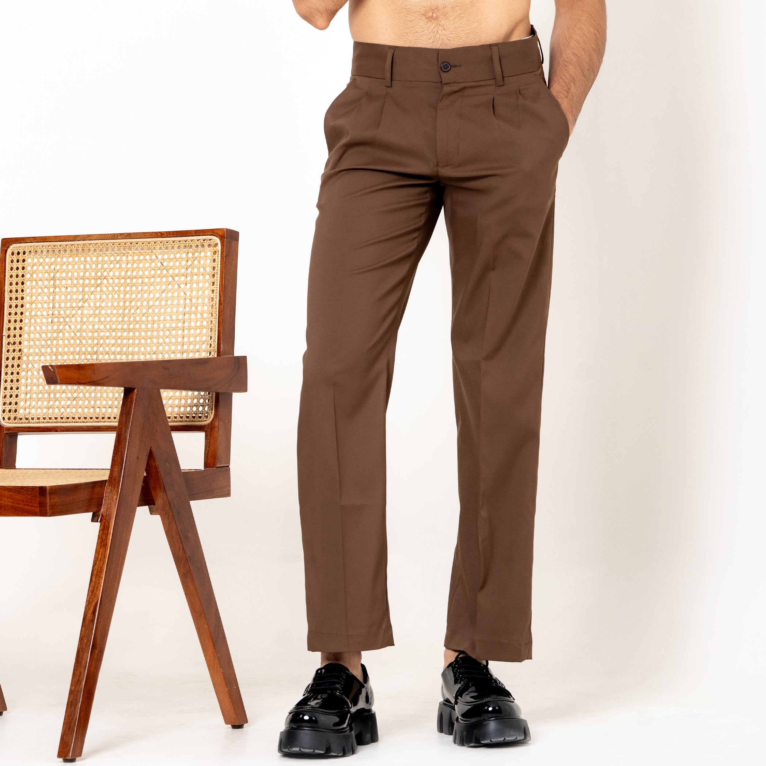 Double Pleated Brown Korean Pant