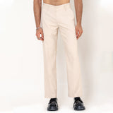 Single Pleated  Cream Korean Pant