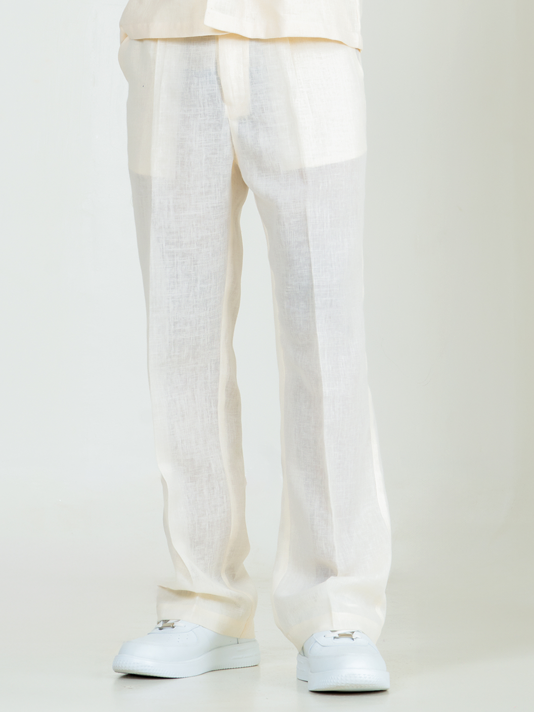 Pine Linen Blend Pleated Pants