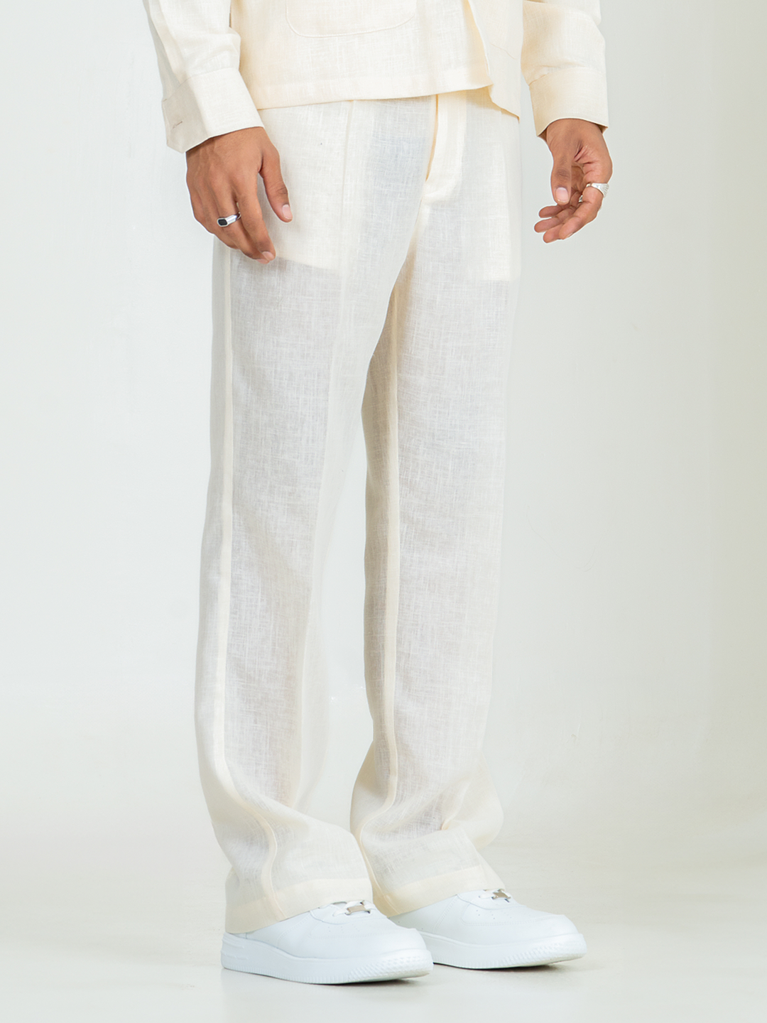 Pine Linen Blend Pleated Pants