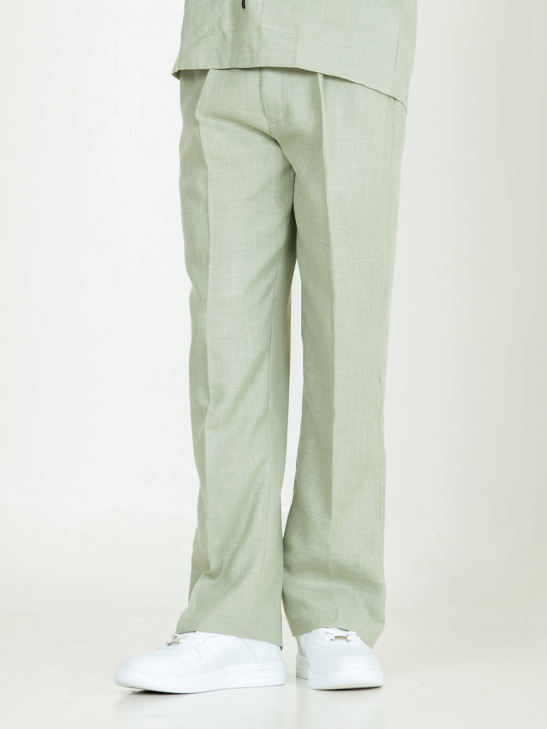 Sage Green Linen Blend Pleated Pants