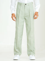 Sage Green Linen Blend Pleated Pants